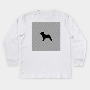 Frenchie or French Bull Dog Lover Gift - Scandi Geometric Silhouette Kids Long Sleeve T-Shirt